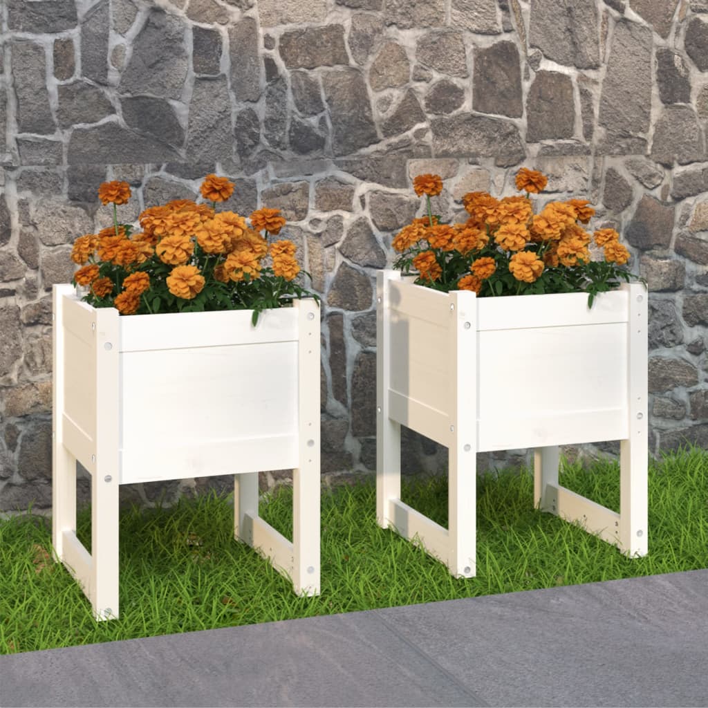 Plantenbakken 40X40X52,5 Cm Massief Grenenhout Wit