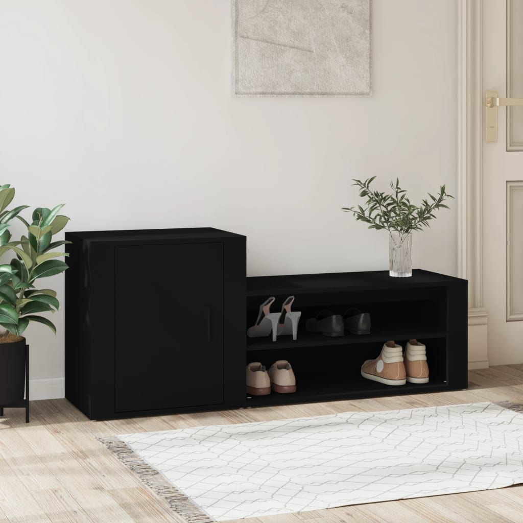 Schoenenkast 130X35X54 Cm Bewerkt Hout Zwart