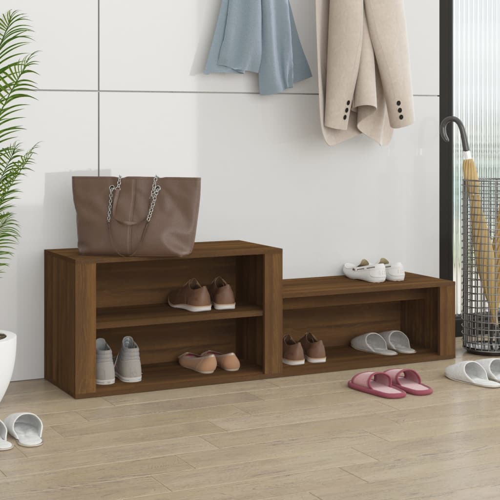 Schoenenkast 150X35X45 Cm Bewerkt Hout Bruin Eikenkleur