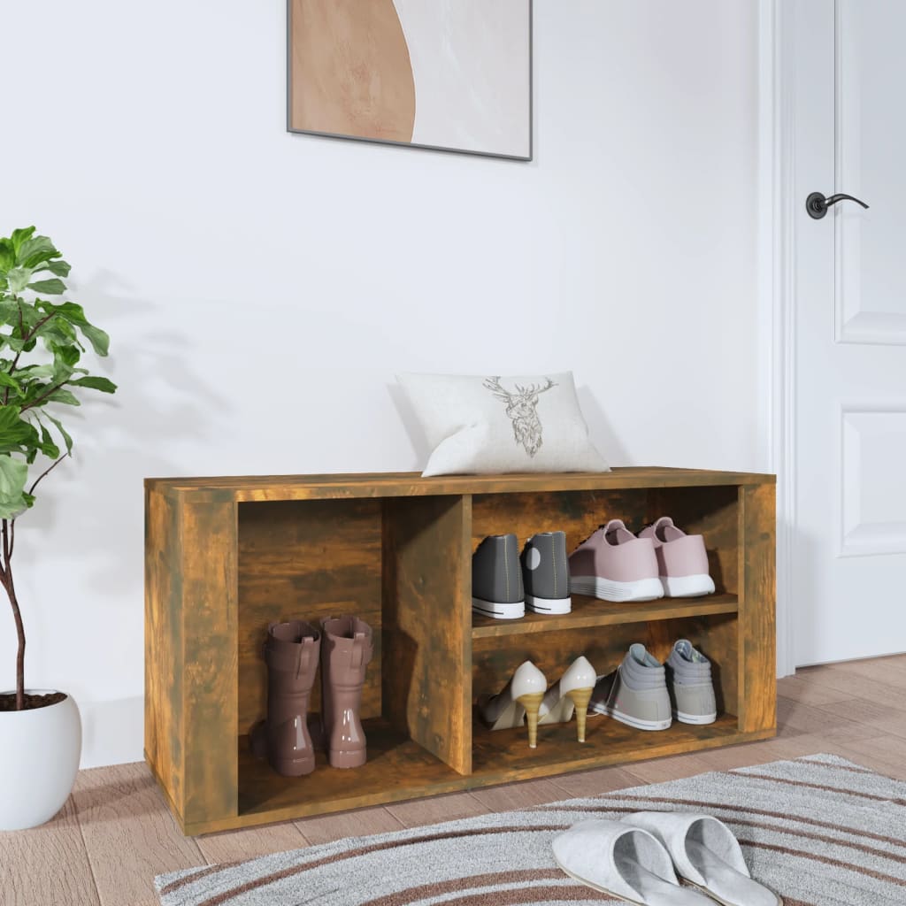 Schoenenkast 100X35X45 Cm Bewerkt Hout Kleurig Gerookt Eiken