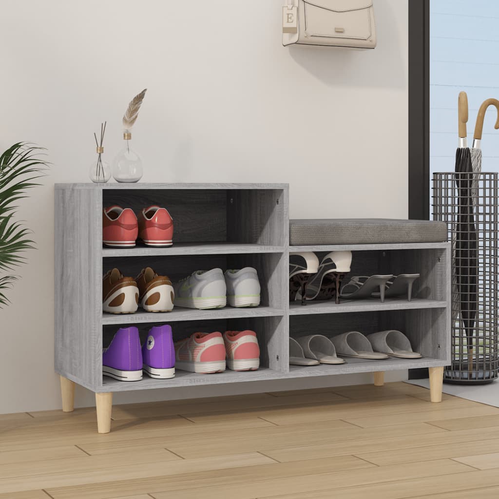 Schoenenkast 102X36X60 Cm Bewerkt Hout Sonoma Grijs Grijs Sonoma