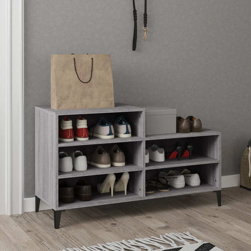 Schoenenkast 102X36X60 Cm Bewerkt Hout Sonoma Grijs Grijs Sonoma