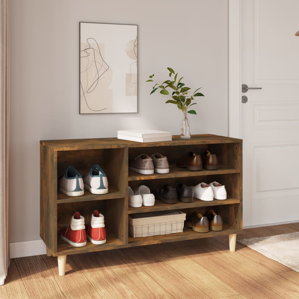Schoenenkast 102X36X60 Cm Bewerkt Hout Kleurig Gerookt Eiken