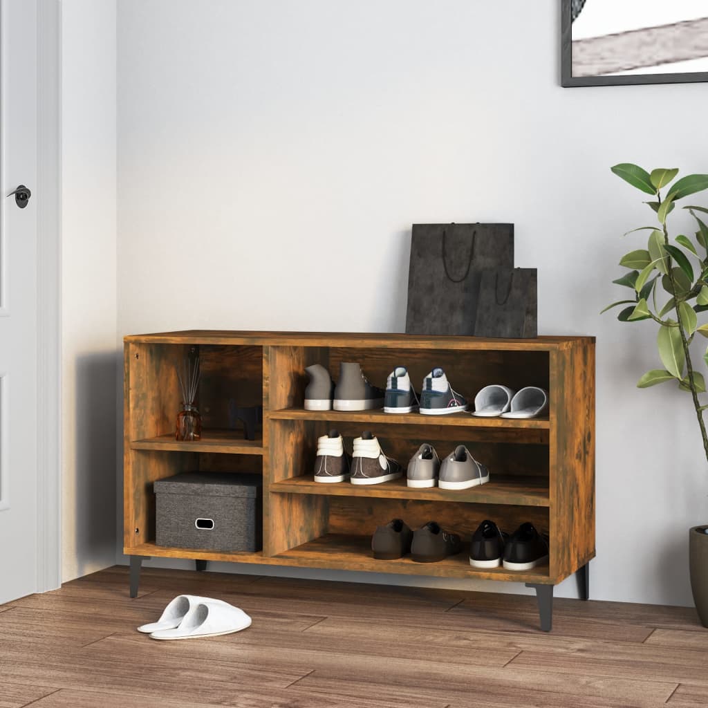 Schoenenkast 102X36X60 Cm Bewerkt Hout Kleurig Gerookt Eiken