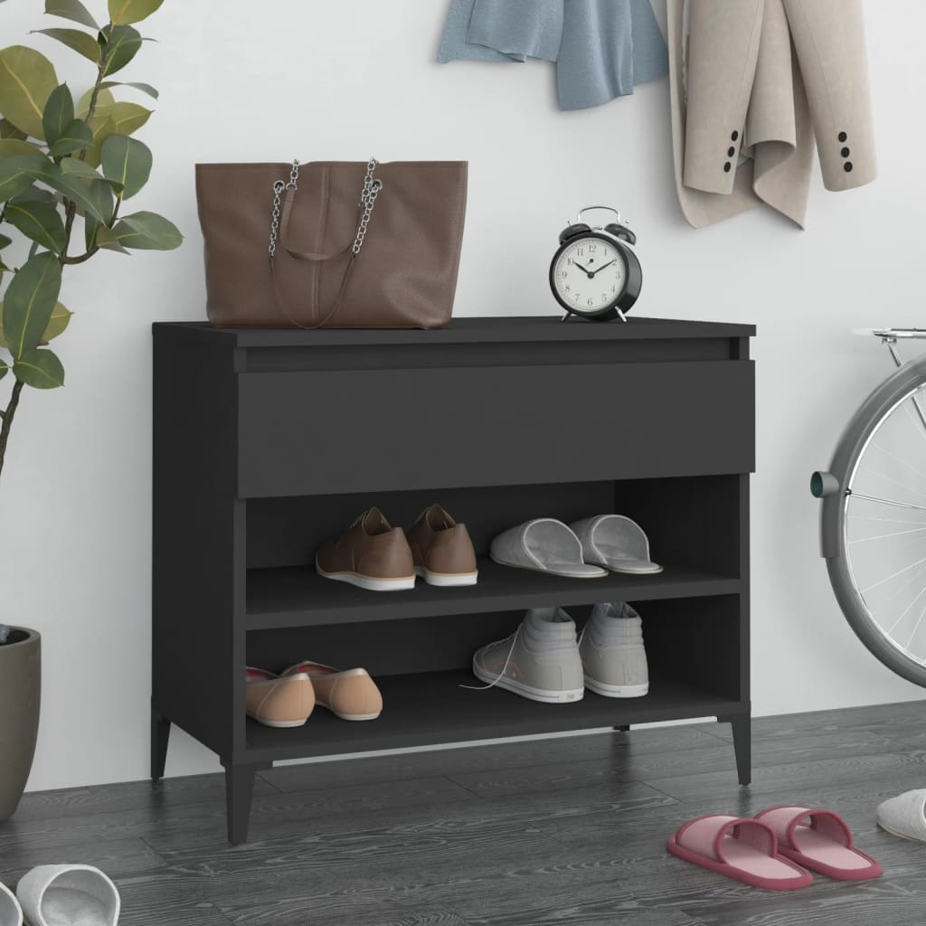 Schoenenkast 70X36X60 Cm Bewerkt Hout Zwart