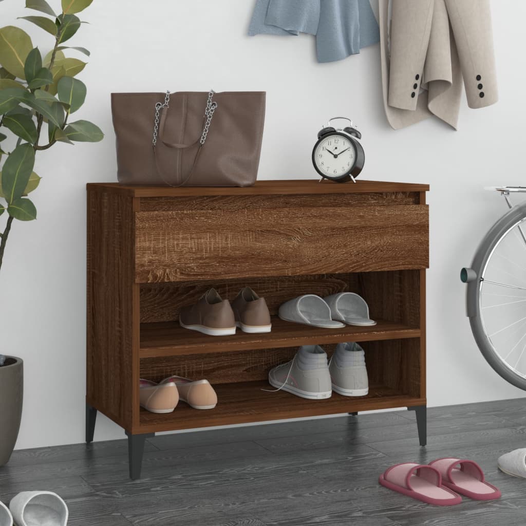 Schoenenkast 70X36X60 Cm Bewerkt Hout Bruin Eikenkleur