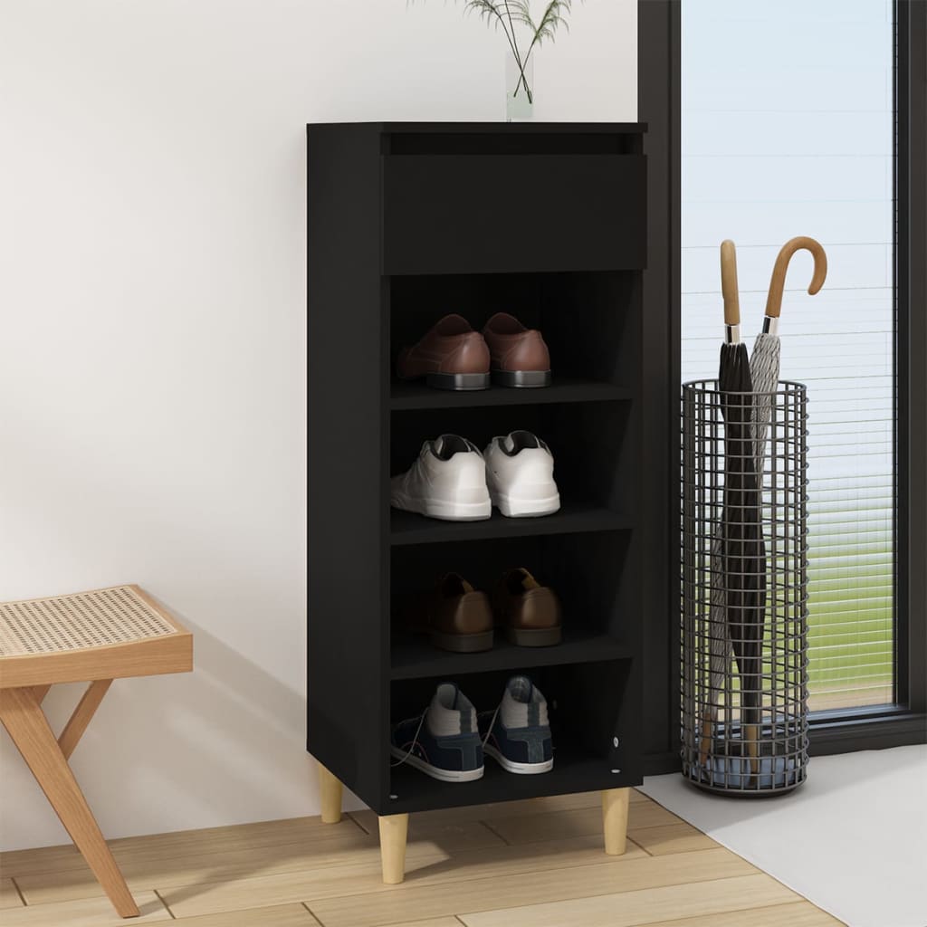 Schoenenkast 40X36X105 Cm Bewerkt Hout Zwart