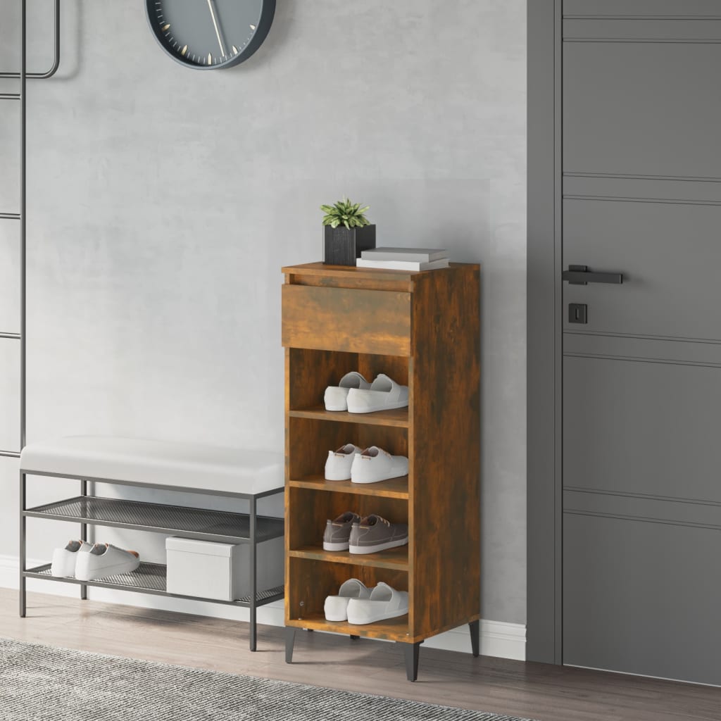 Schoenenrek 40X36X105 Cm Bewerkt Hout Kleurig Gerookt Eiken