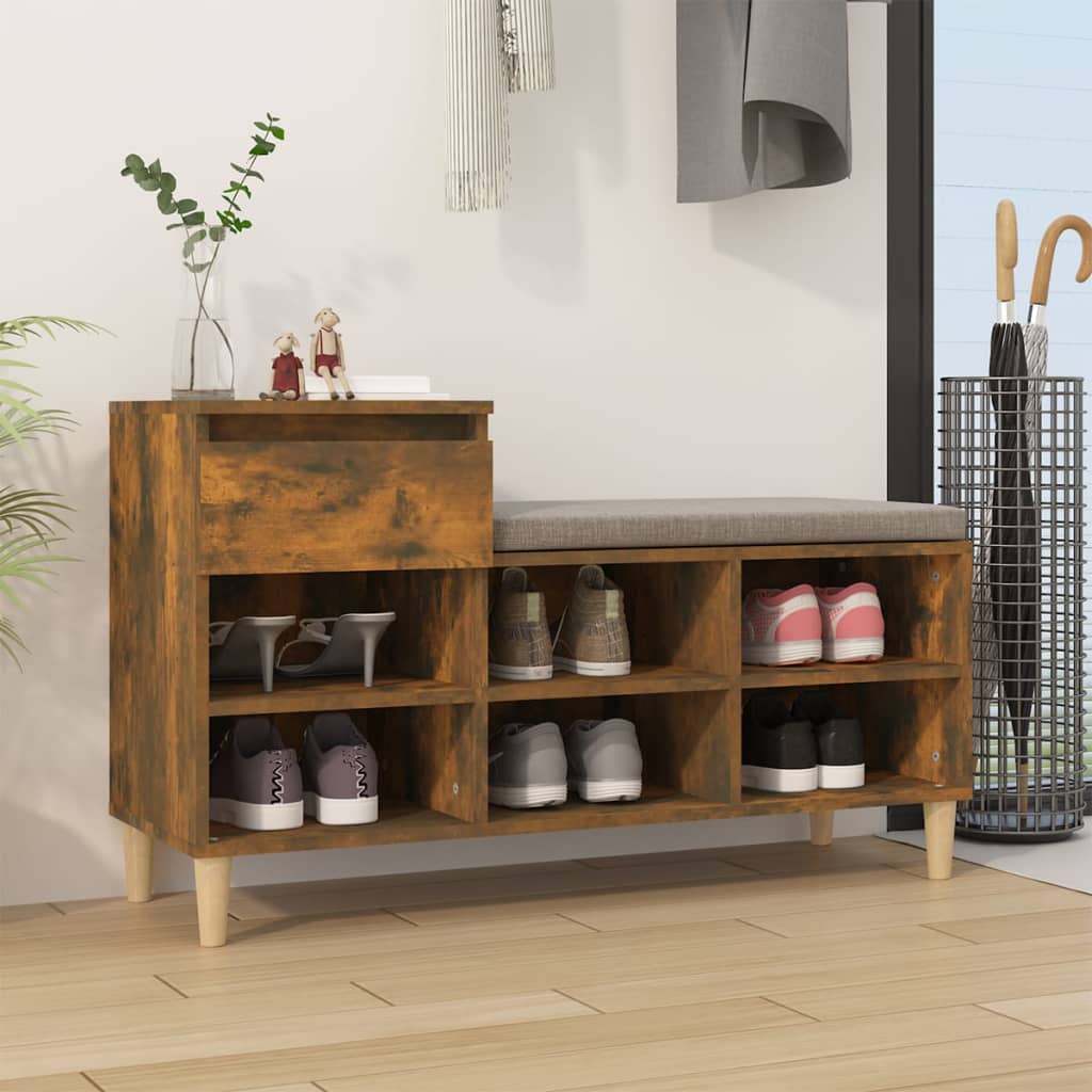 Schoenenkast 102X36X60 Cm Bewerkt Hout Kleurig Gerookt Eiken
