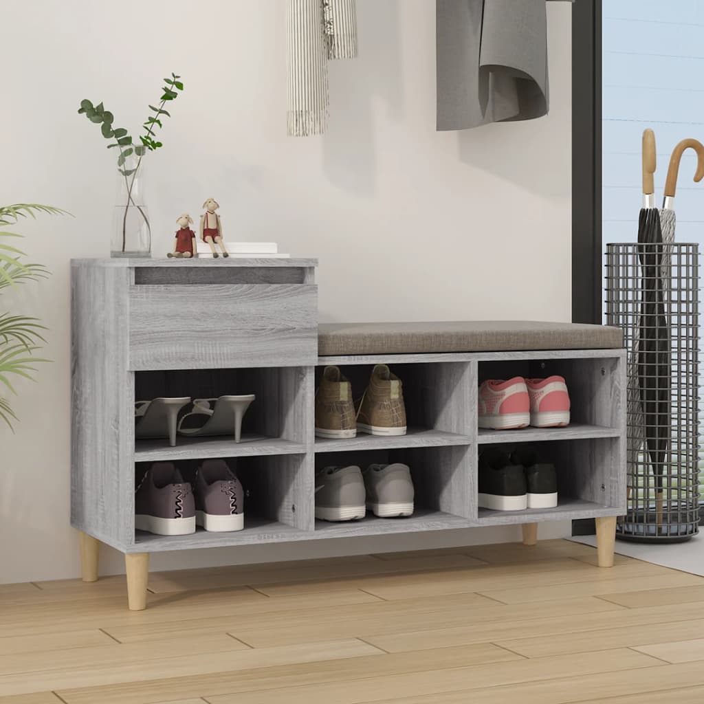 Schoenenkast 102X36X60 Cm Bewerkt Hout Sonoma Grijs Grijs Sonoma