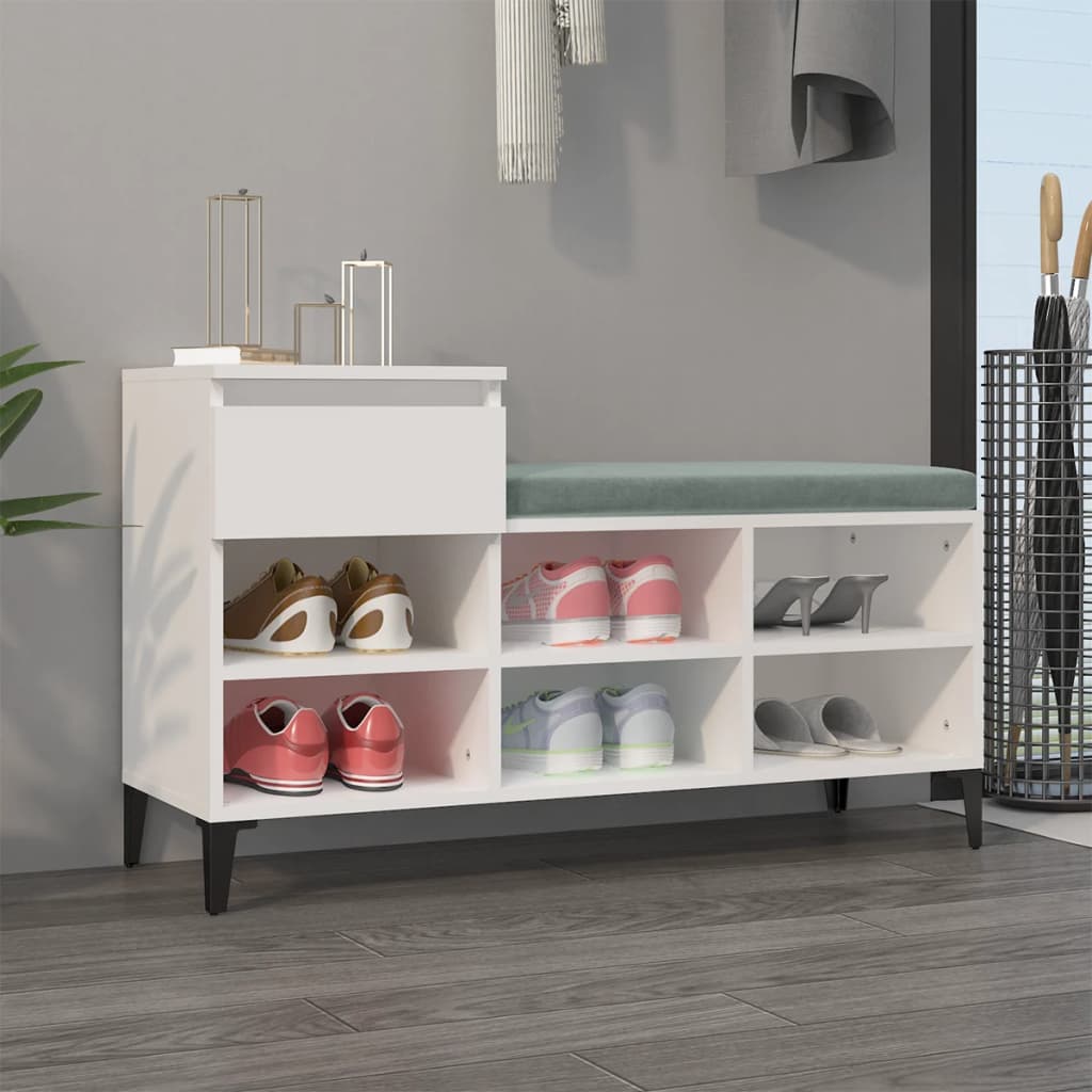 Schoenenkast 102X36X60 Cm Bewerkt Hout Wit