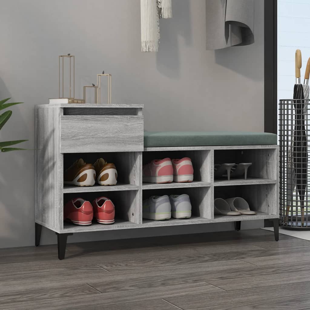 Schoenenkast 102X36X60 Cm Bewerkt Hout Sonoma Grijs Grijs Sonoma