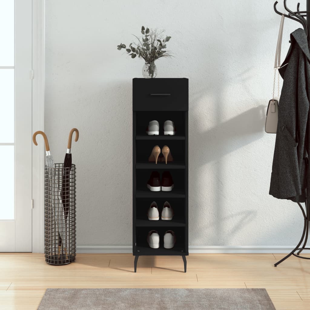 Schoenenkast 30X35X105 Cm Bewerkt Hout Zwart