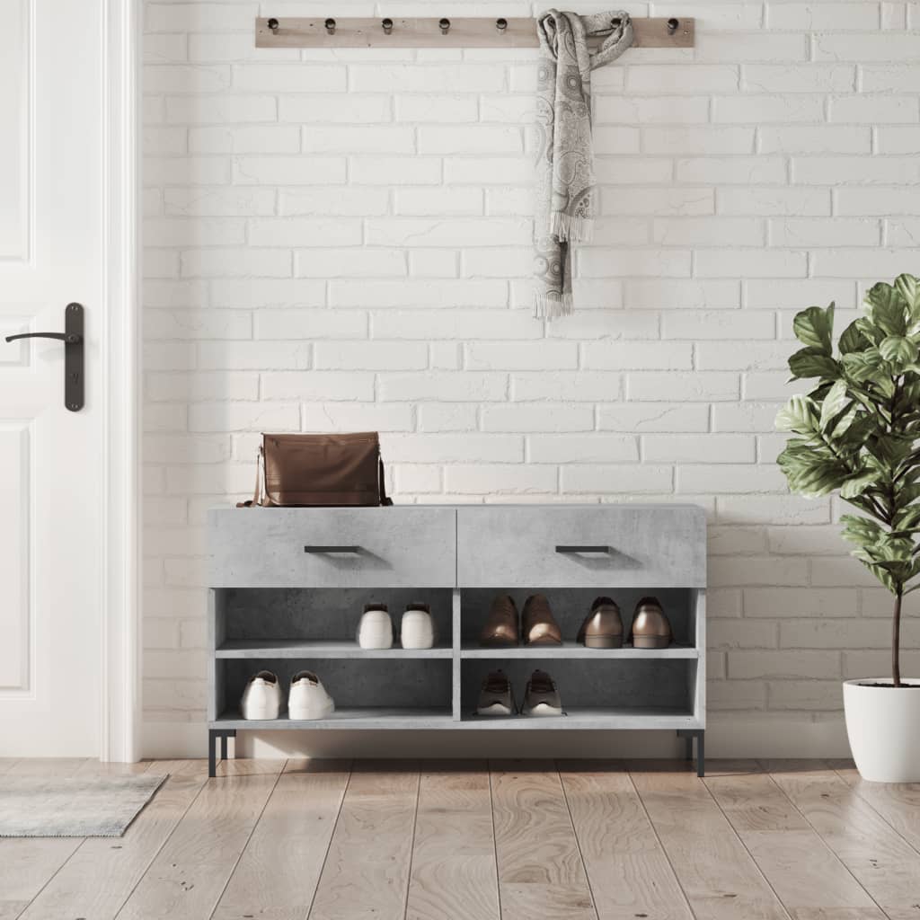 Schoenenbank 102X35X55 Cm Bewerkt Hout Betongrijs