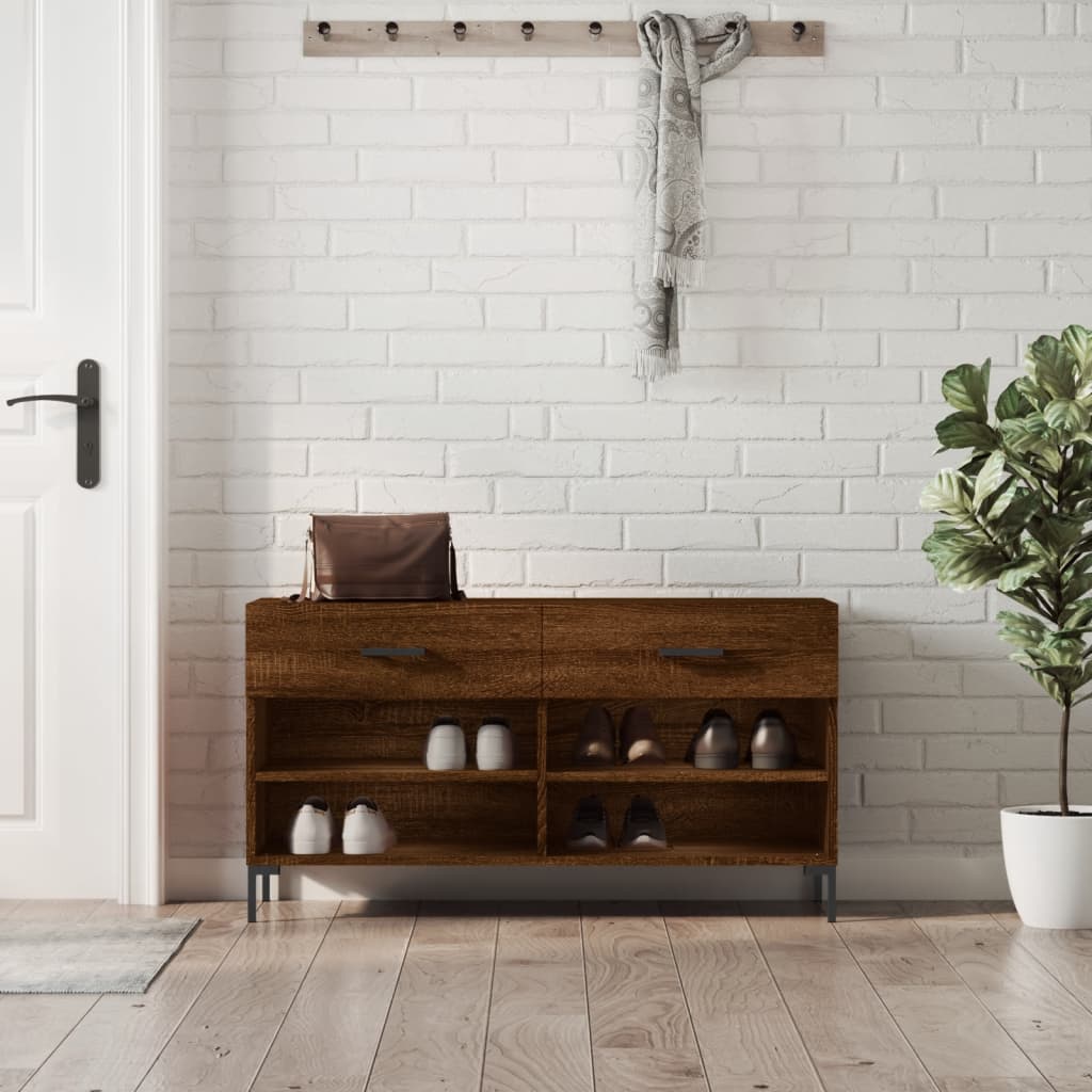 Schoenenbank 102X35X55 Cm Bewerkt Hout Sonoma Eikenkleurig Bruin Eikenkleur