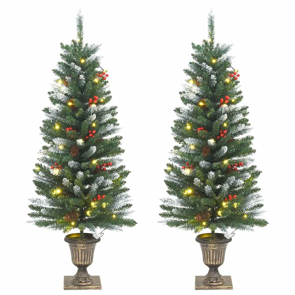 Kunstkerstbomen 2 St 100 Led's 120 Cm Groen En Wit