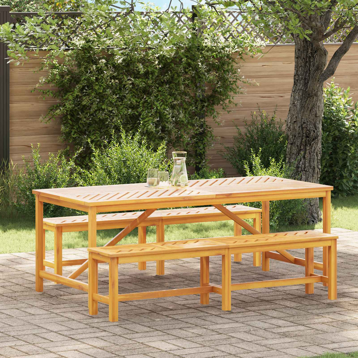 vidaXL Ensemble de salle à manger pour jardin 3 pc Marron