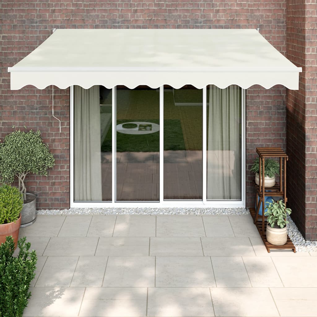 Luifel Uittrekbaar 3,5X2,5 M Stof En Aluminium Crèmekleurig Crèmekleurig (Wit Frame)