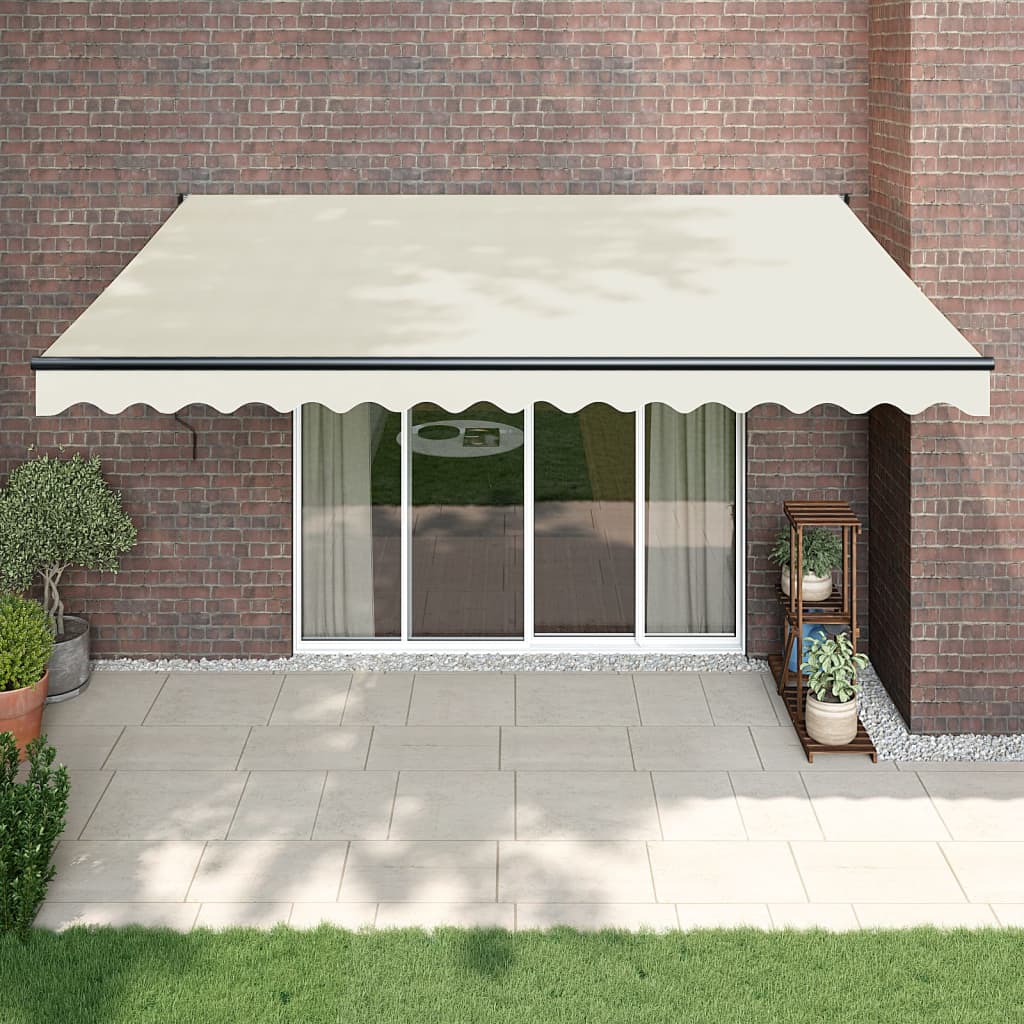 Luifel Uittrekbaar 4,5X3 M Stof En Aluminium Crèmekleurig Crème (Lijst Antraciet)