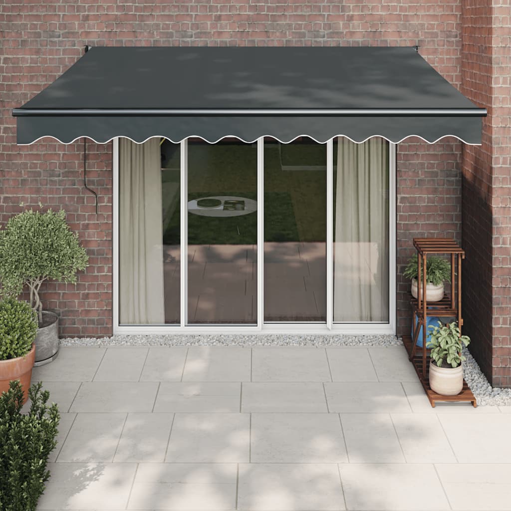 Luifel Uittrekbaar 3X2,5 M Stof En Aluminium Antracietkleurig Antraciet (Lijst Antraciet)