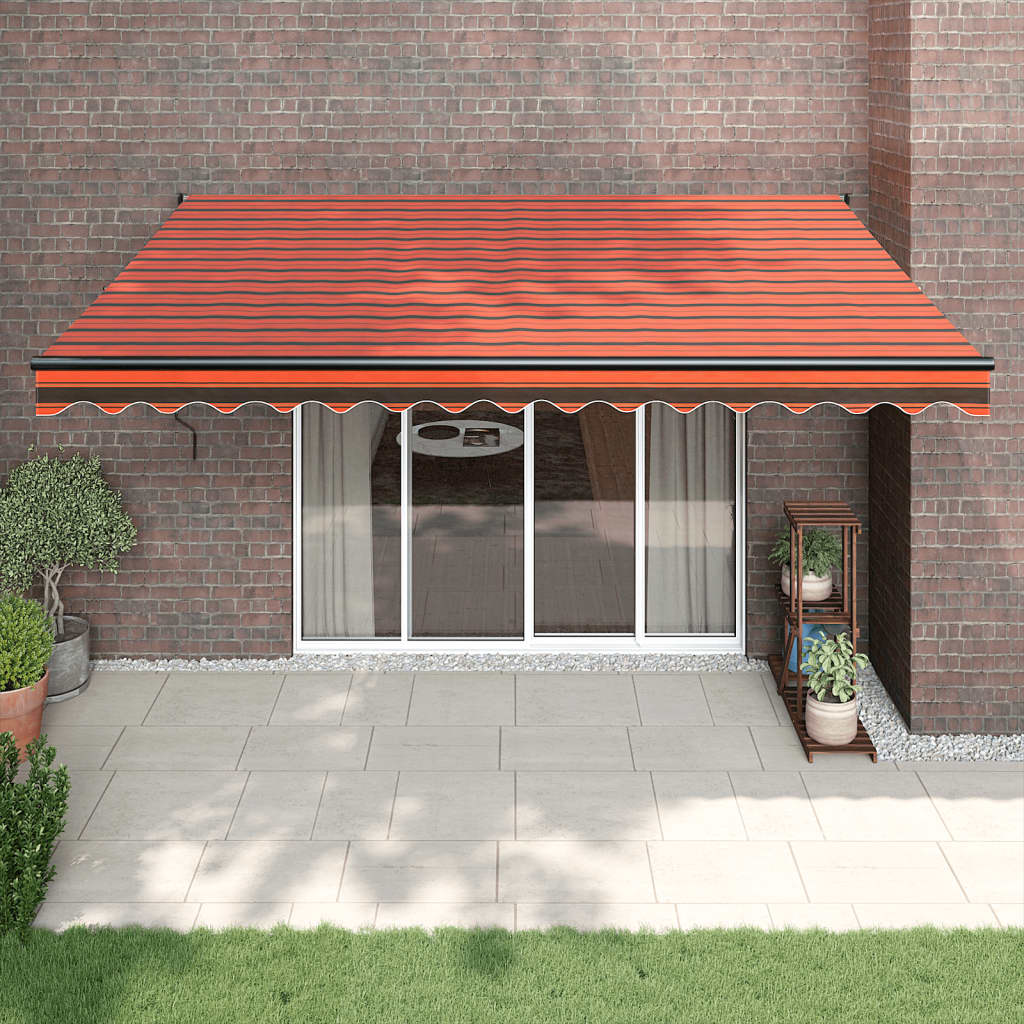 Luifel Uittrekbaar Stof En Aluminium En Oranje En Bruin (Lijst Antraciet)