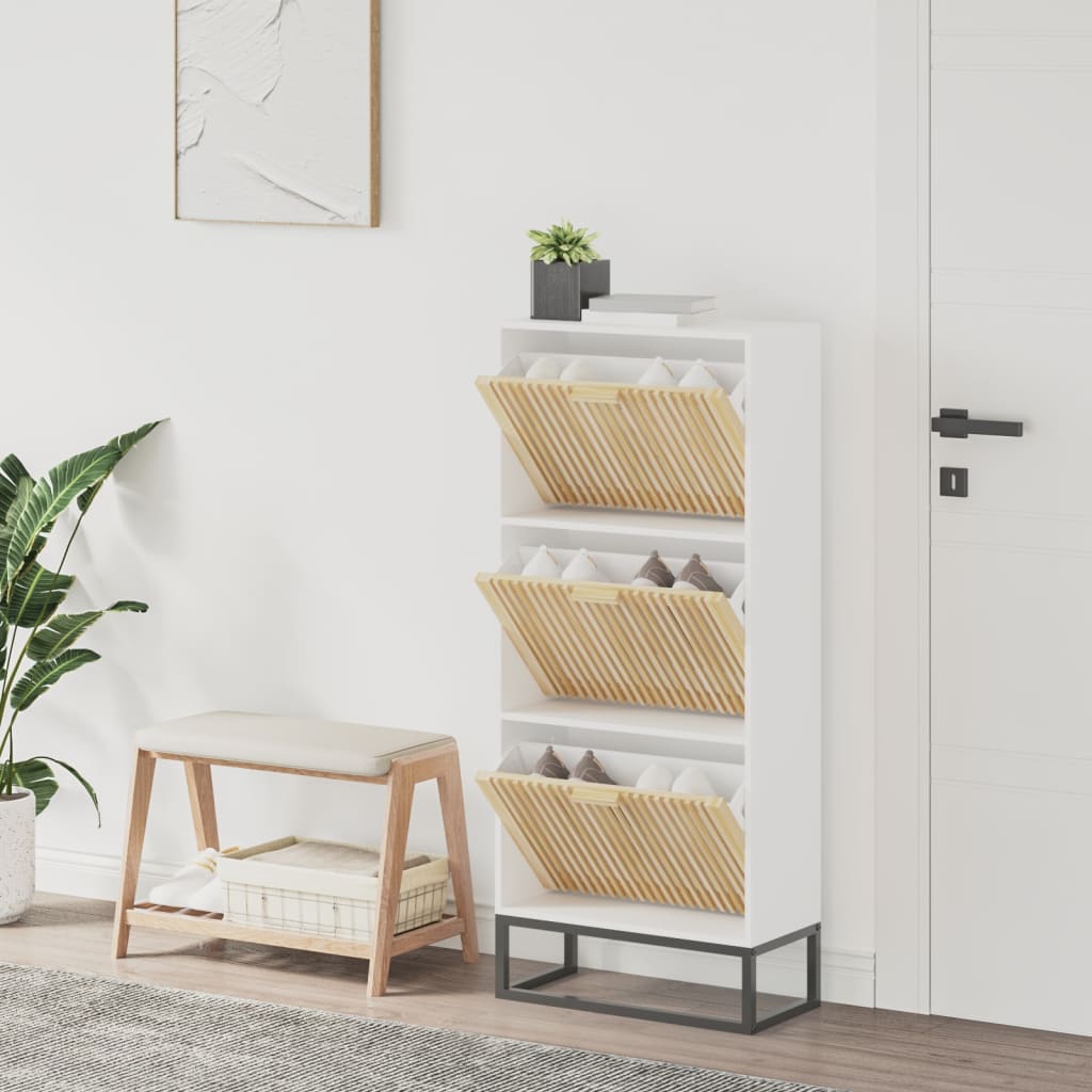 Schoenenkast 52X25X120 Cm Bewerkt Hout Wit