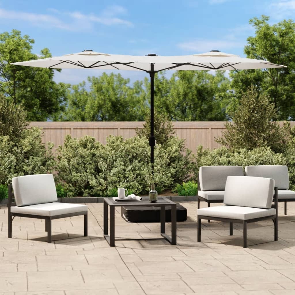 Parasol Dubbel Dak Met Led 316X145 Cm Zand