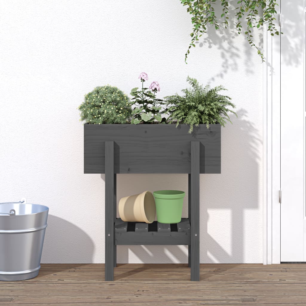 Plantenbak Massief Grenenhout Grijs