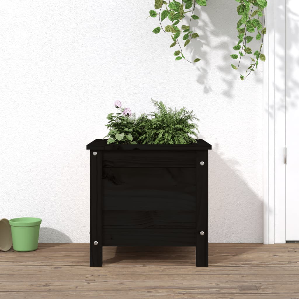 Plantenbak Massief Grenenhout Zwart