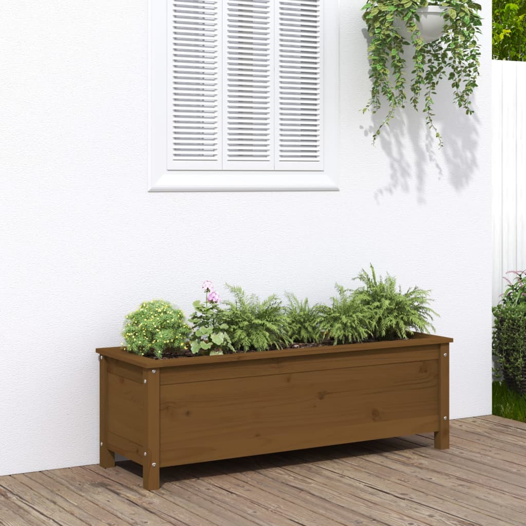 Plantenbak Verhoogd 119,5X40X39 Cm Massief Grenen Honingbruin