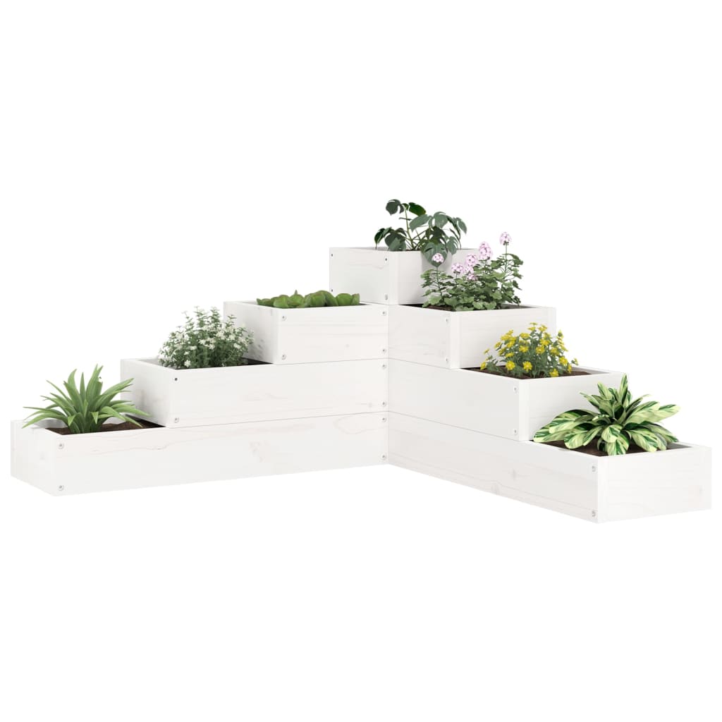 Plantenbak 4-Laags 80,5X79X36 Cm Massief Grenenhout Wit