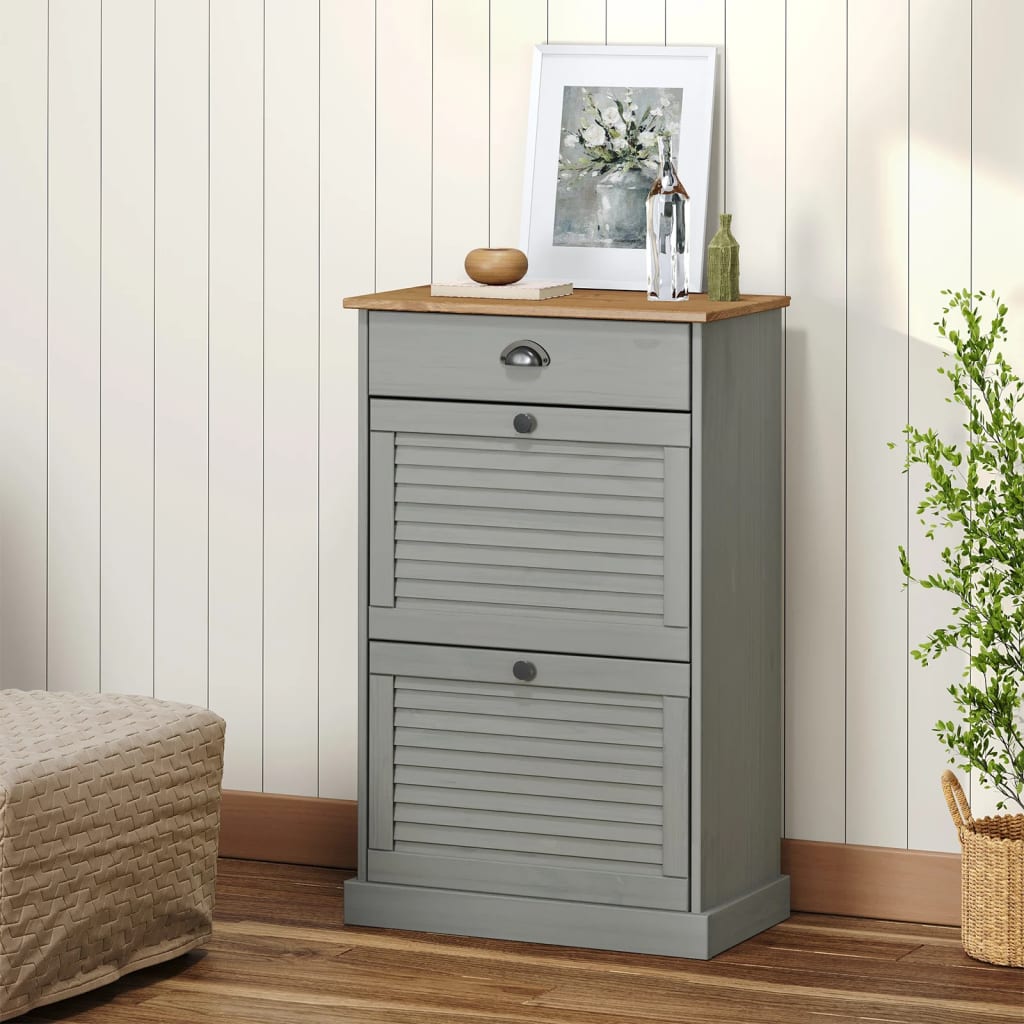 Schoenenkast Vigo 60X35X96 Cm Massief Grenenhout Grijs