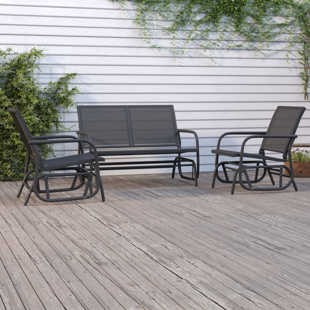 3-Delige Loungeset Schommel Aluminium Textileen