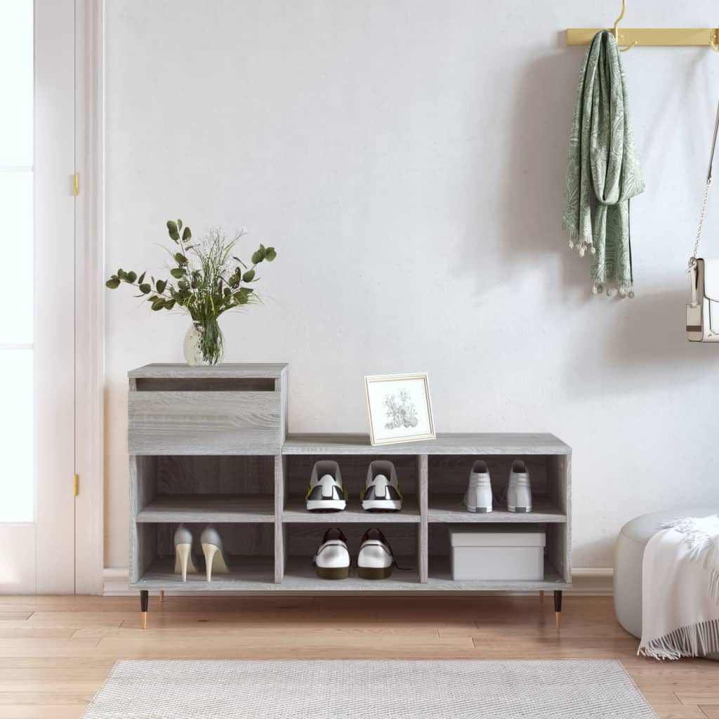 Schoenenkast 102X36X60 Cm Bewerkt Hout Sonoma Grijs Grijs Sonoma