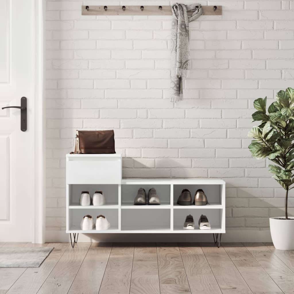 Schoenenkast 102X36X60 Cm Bewerkt Hout Wit