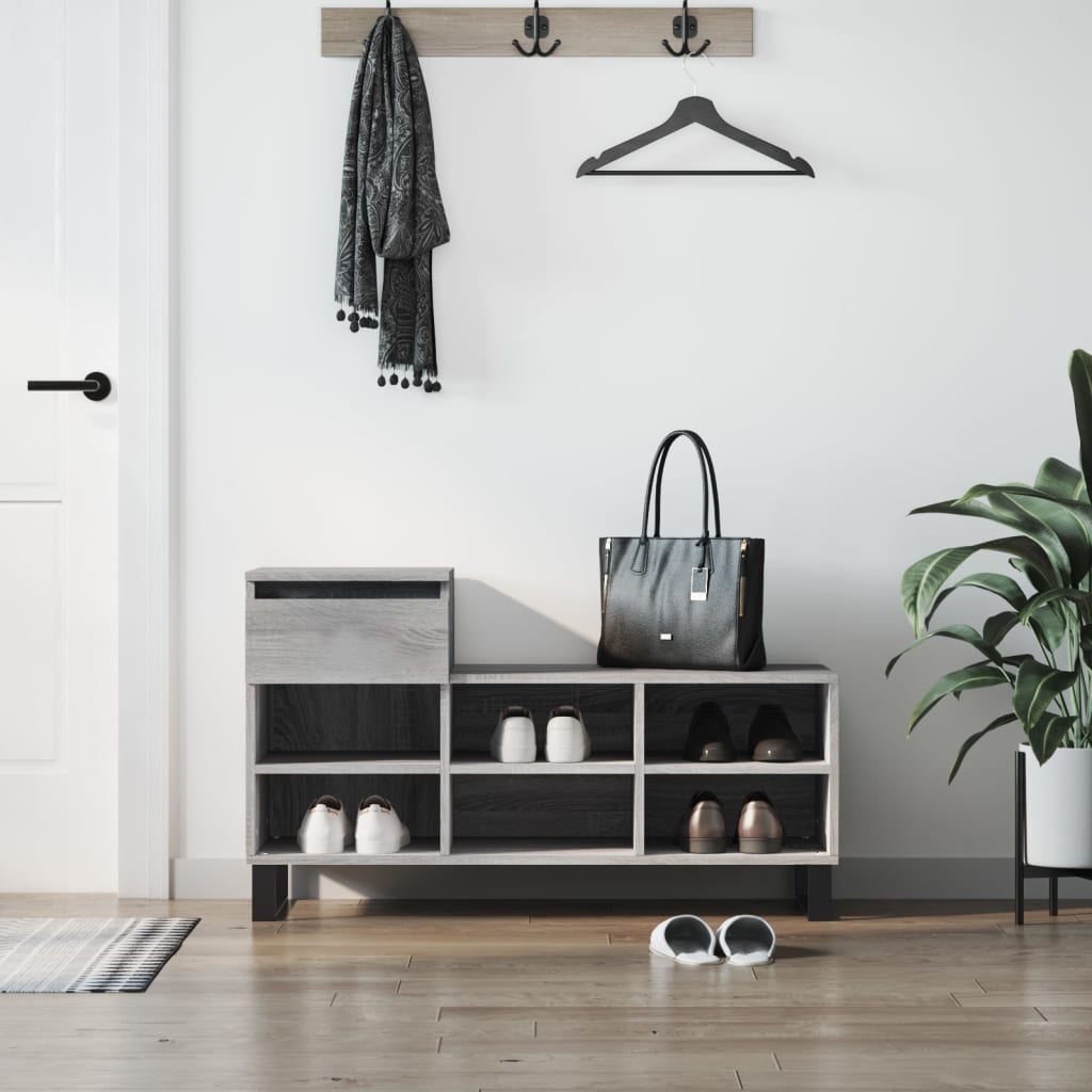 Schoenenkast 102X36X60 Cm Bewerkt Hout Sonoma Grijs Grijs Sonoma