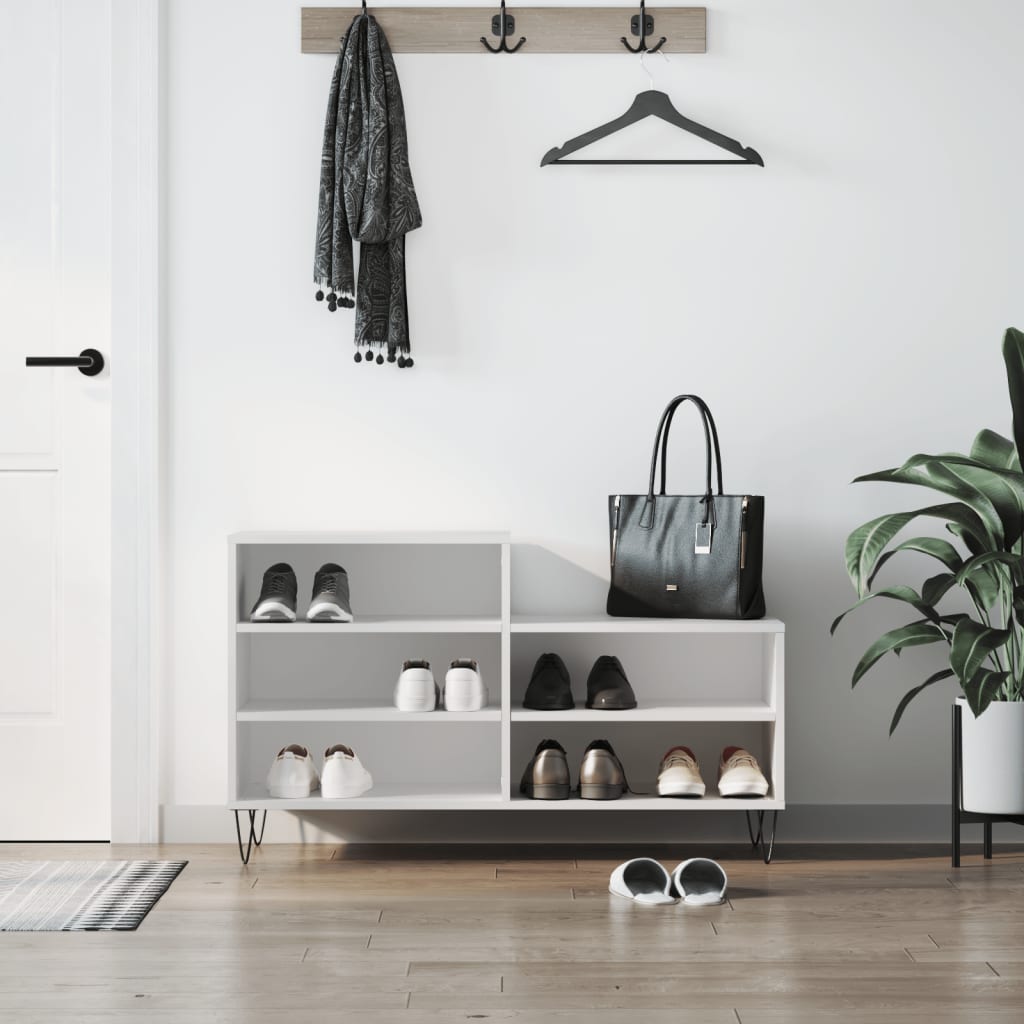 Schoenenkast 102X36X60 Cm Bewerkt Hout Wit