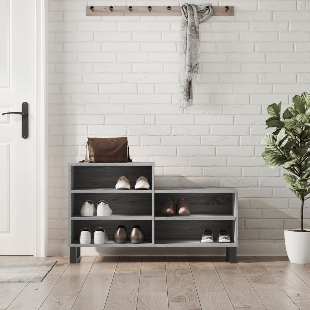 Schoenenkast 102X36X60 Cm Bewerkt Hout Sonoma Grijs Grijs Sonoma