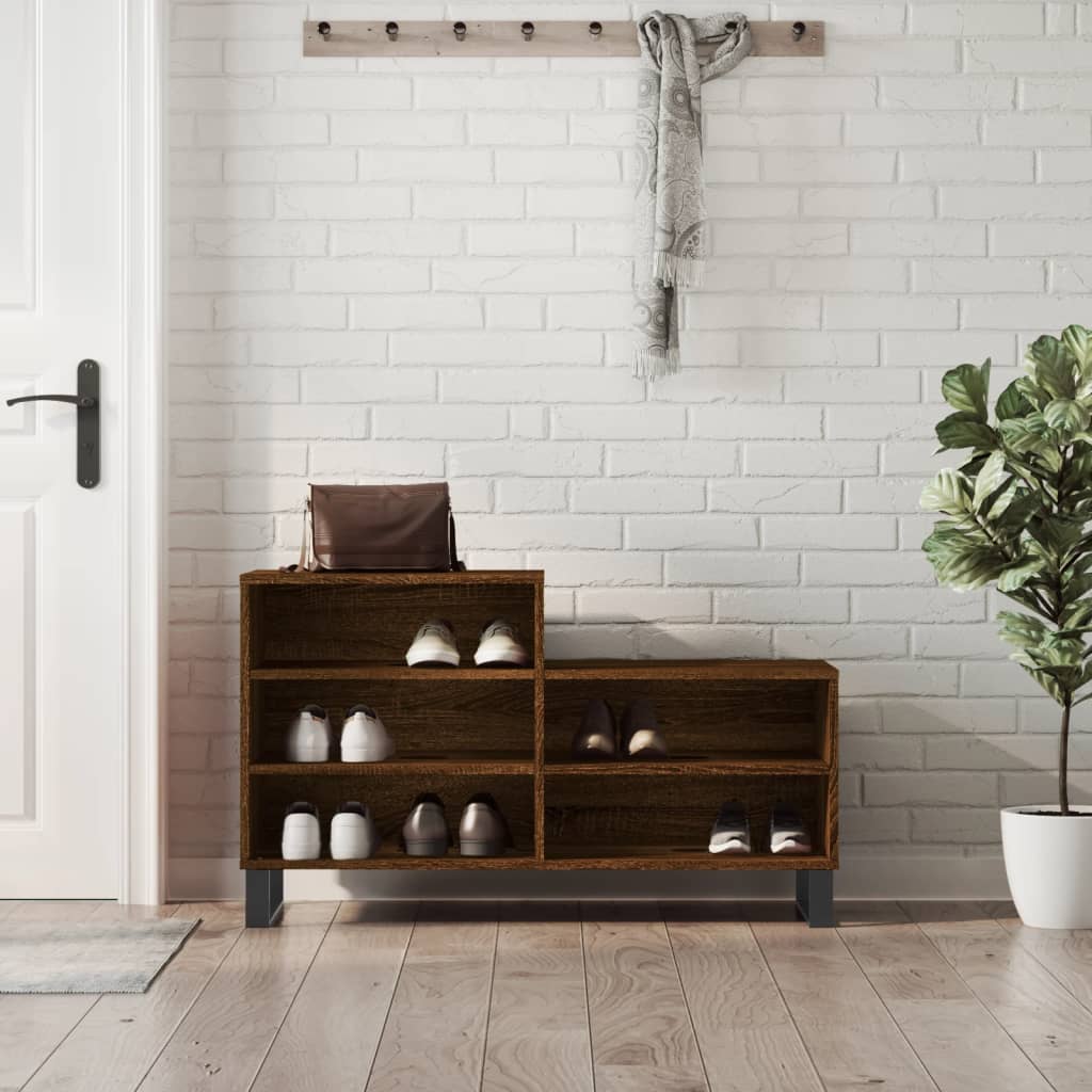Schoenenkast 102X36X60 Cm Bewerkt Hout Bruin Eikenkleur
