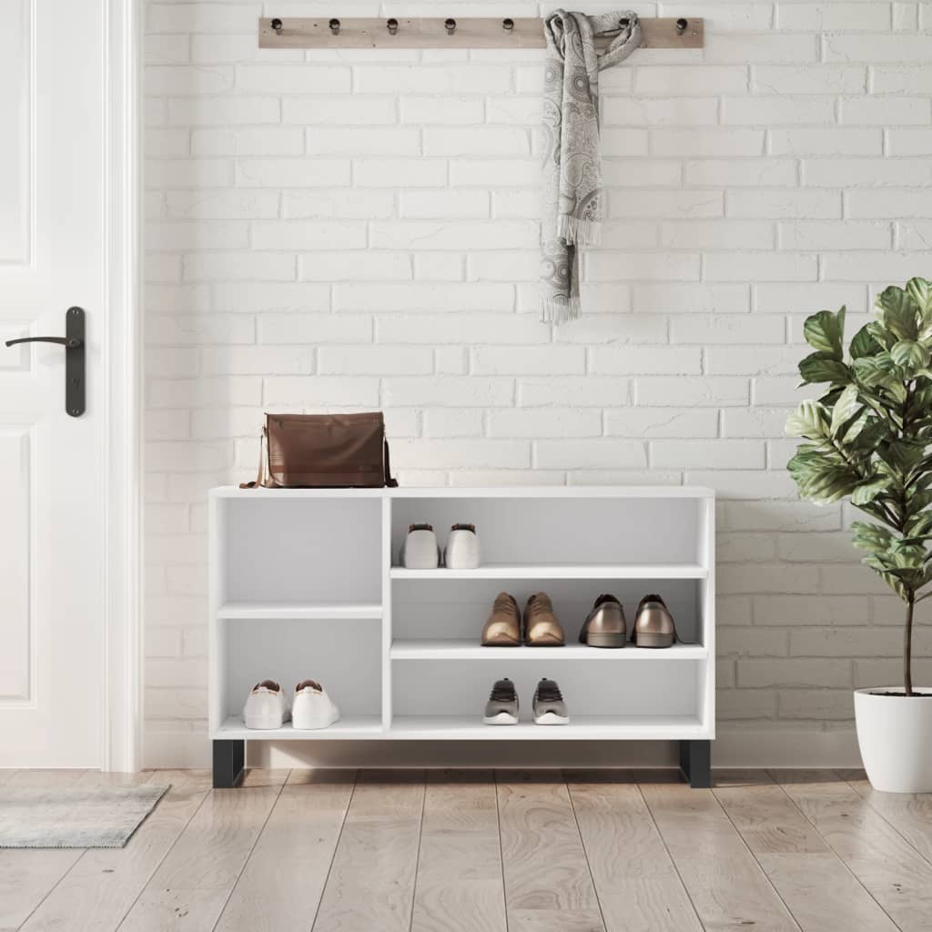 Schoenenkast 102X36X60 Cm Bewerkt Hout Wit Grijs Sonoma