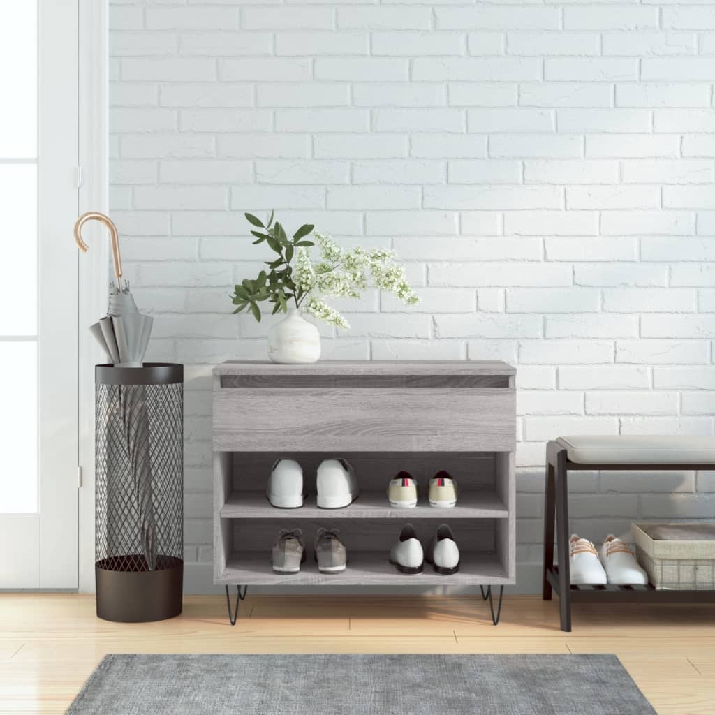 Schoenenkast 70X36X60 Cm Bewerkt Hout Sonoma Grijs Grijs Sonoma