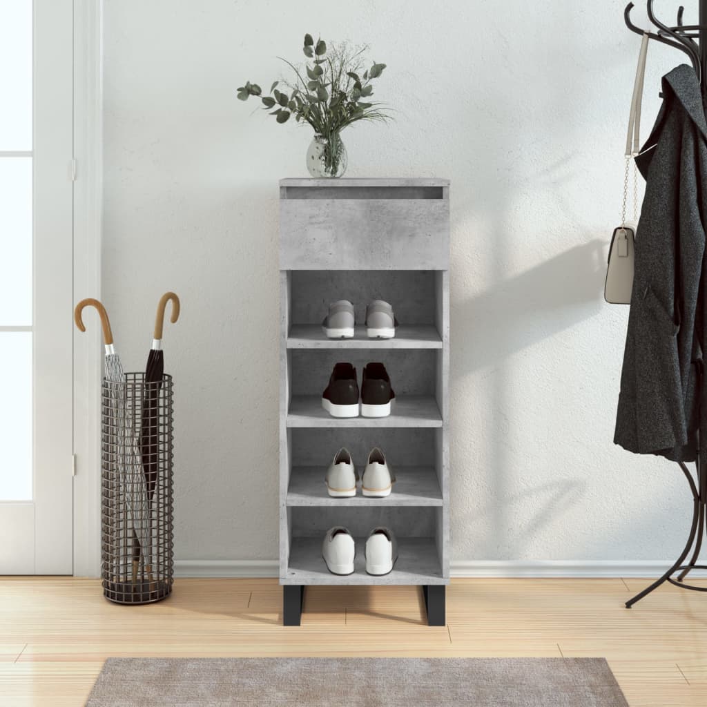 Schoenenkast 40X36X105 Cm Bewerkt Hout Betongrijs