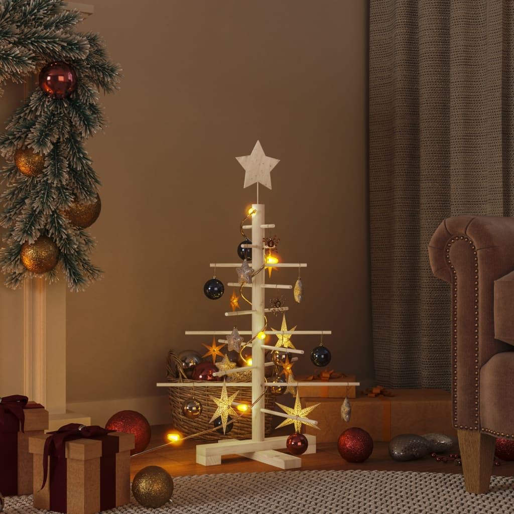 Kerstdecoratie Kerstboom 75 Cm Massief Grenenhout Zwart
