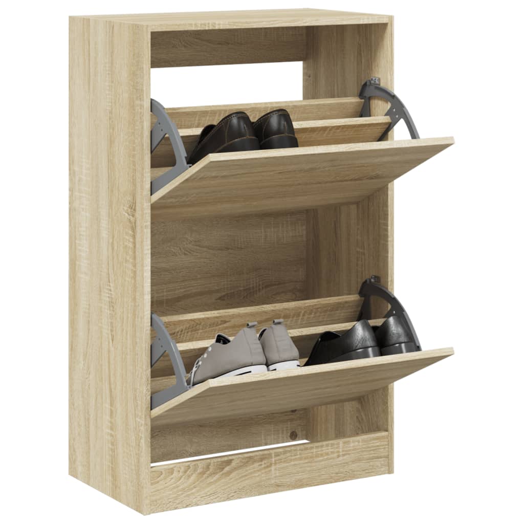 Schoenenkast 60X34X96,5 Cm Bewerkt Hout Kleurig Sonoma Eiken