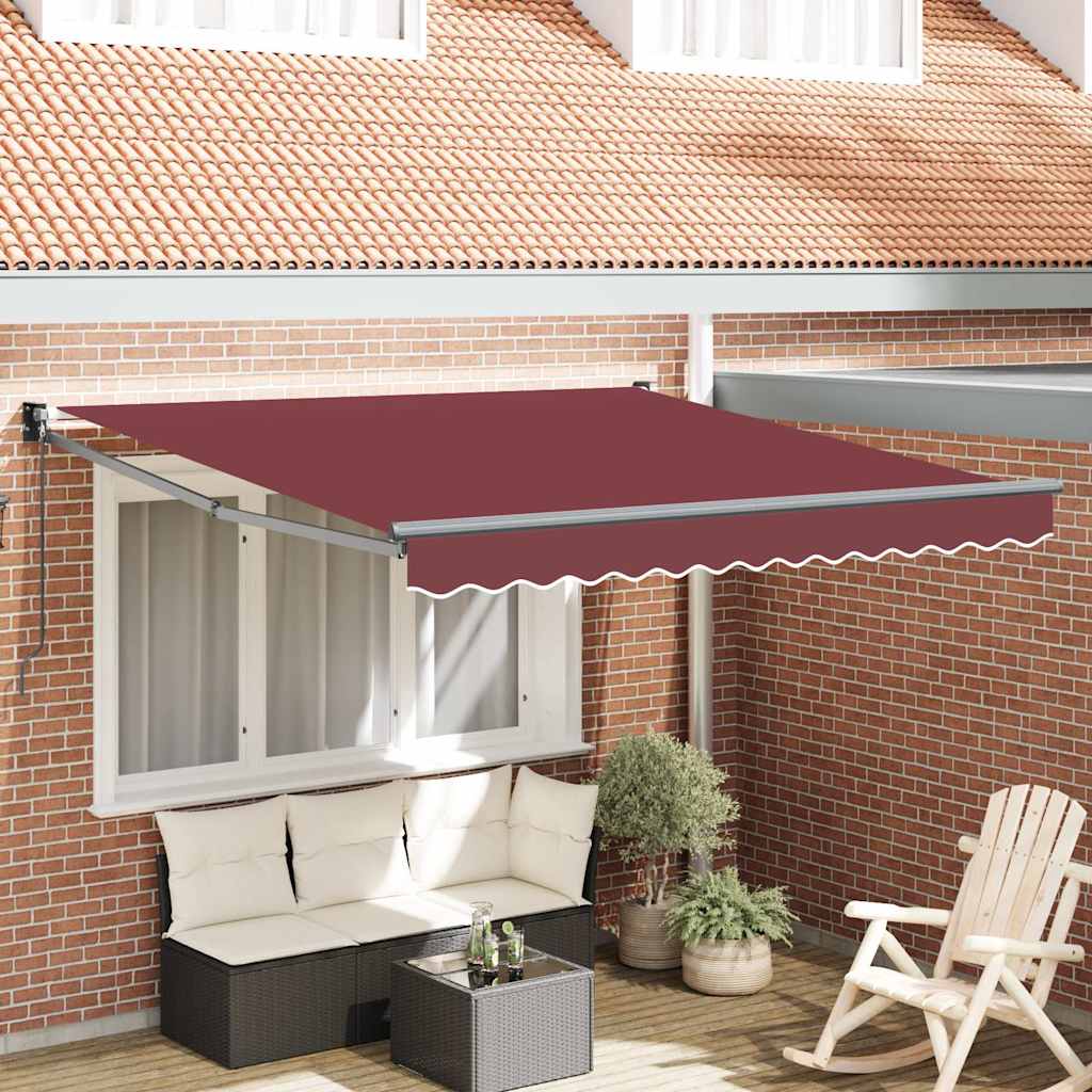 Luifel Handmatig Uittrekbaar 300X250 Cm Bordeauxrood Bordeaux (Lijst Antraciet)