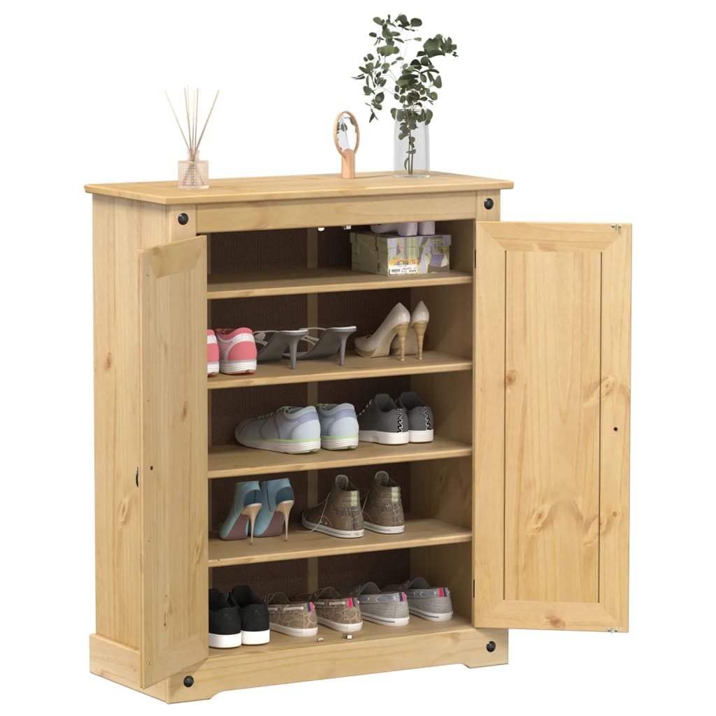 Schoenenkast Corona 86X38,5X108 Cm Massief Grenenhout Honingwas