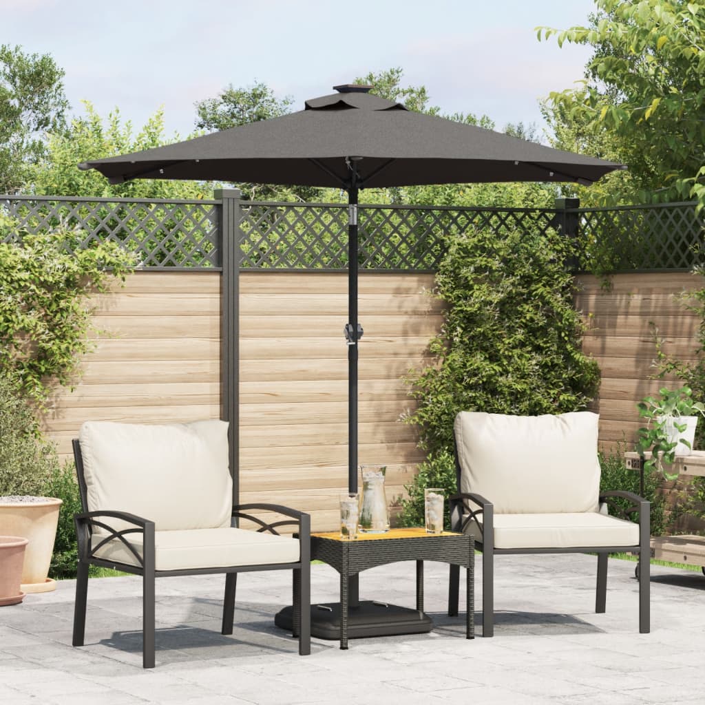Parasol Met Led's En Stalen Paal 225X225X212Cm Kleurig