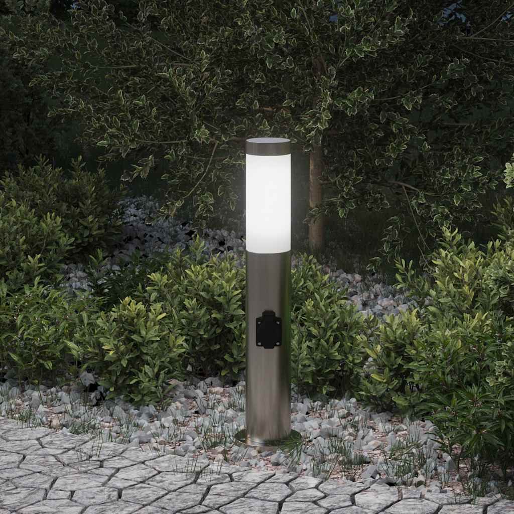 Bolderarmatuur Met Stopcontact 50 Cm Rvs Ip44