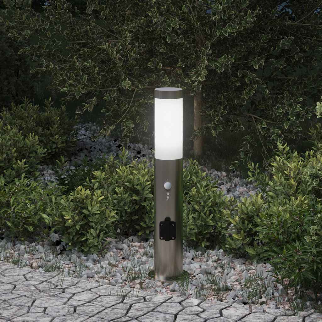 Bolderverlichting Met Sensor En Stopcontact 50 Cm Roestvrij Staal Ip44