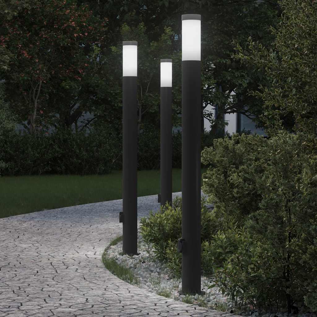 Bolderverlichting Met Stopcontact 3 Stuks 110 Cm Roestvrij Staal Ip44
